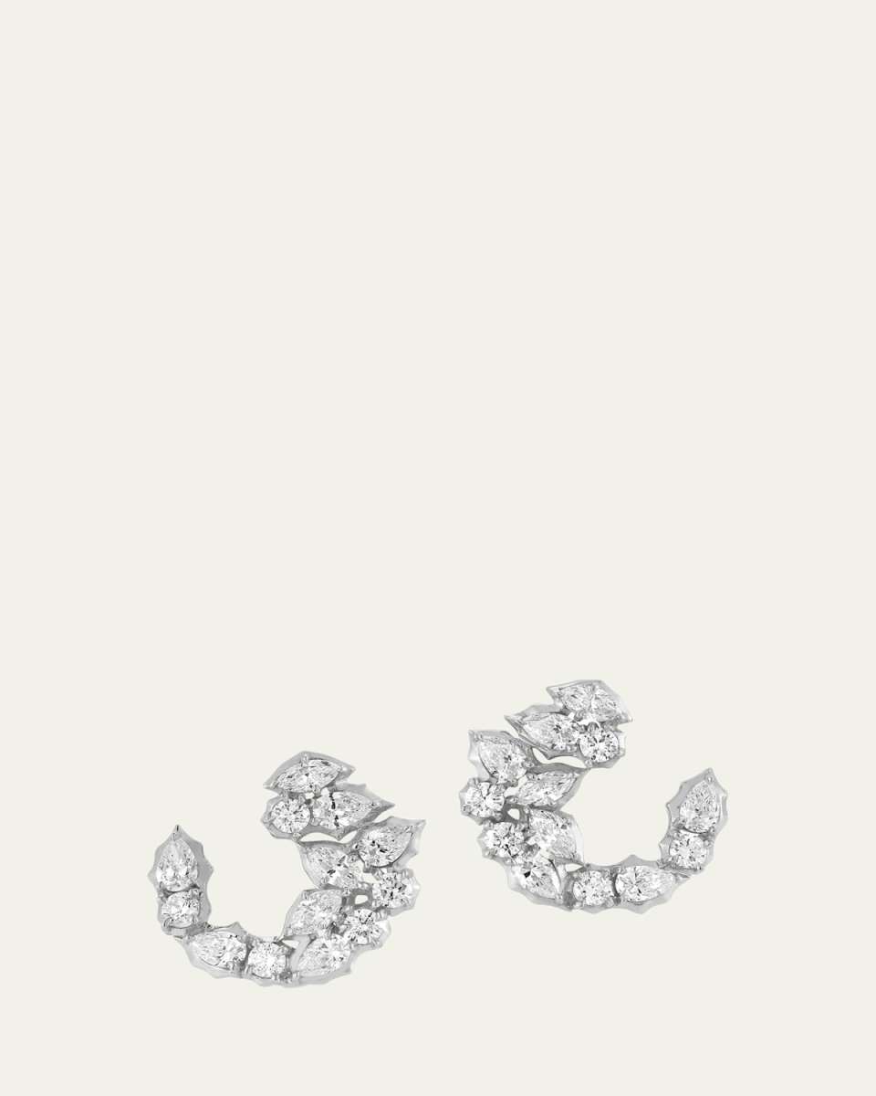 Platinum Posey Crescent Diamond Hoop Earrings